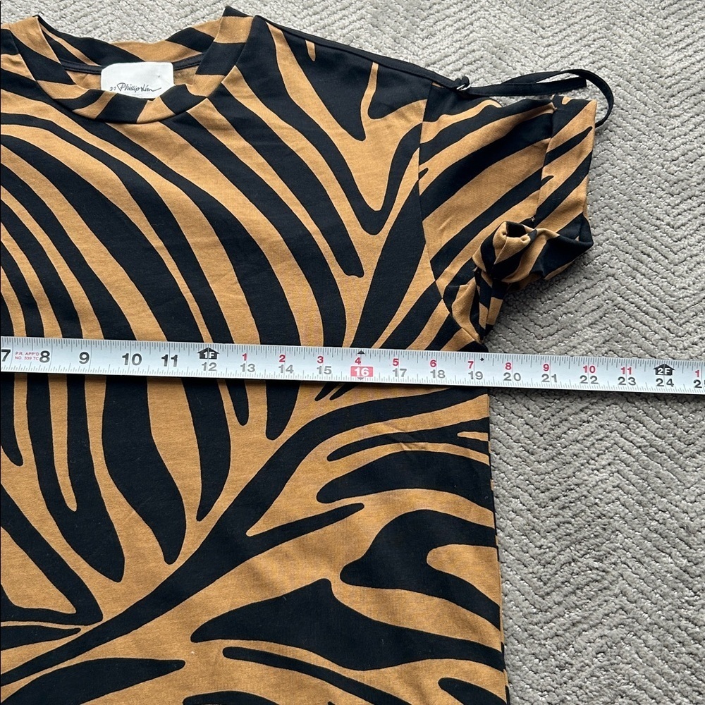 3.1 Phillip Lim Tiger StripeT-Shirt Black and Brown Small - Picture 7 of 9